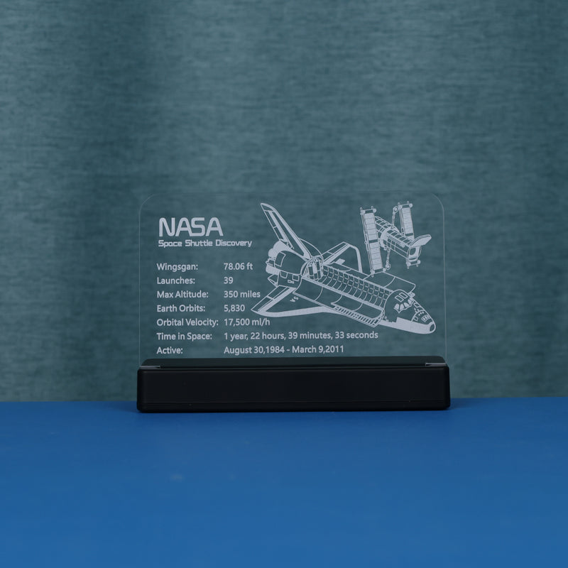 LED Acrylic Nameplate Nameplate for NASA Space Shuttle Discovery