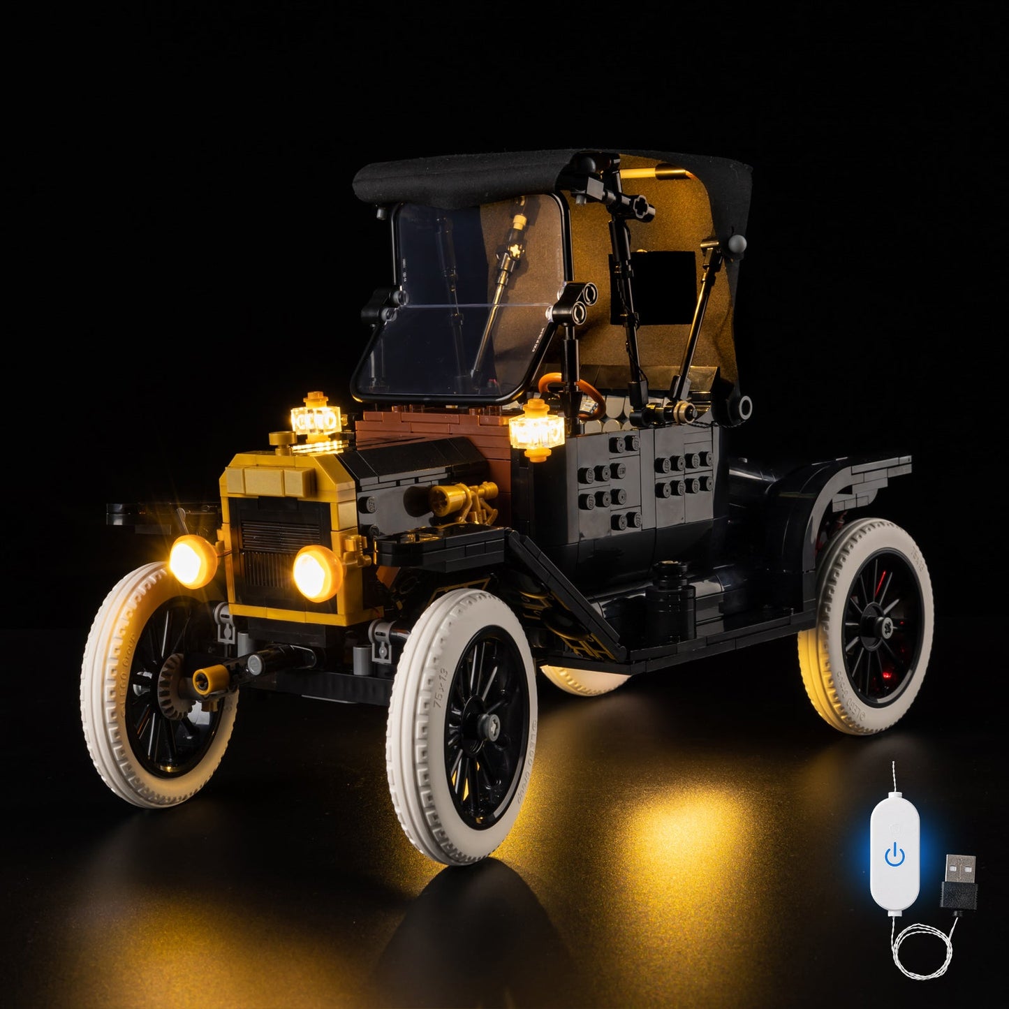 Light Kit For LEGO Ford Model T Touch Version 11376 - 1-on-TVW (lights on)