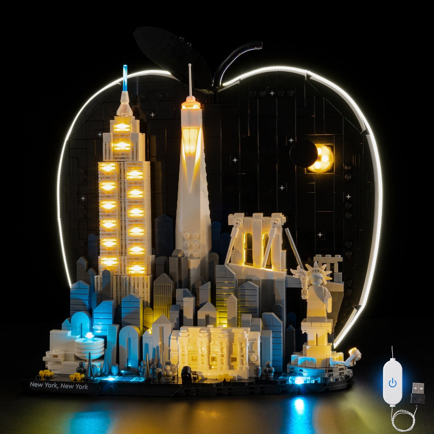 Light Kit For LEGO New York New York 21066 - 1-on-TVW (lights on)