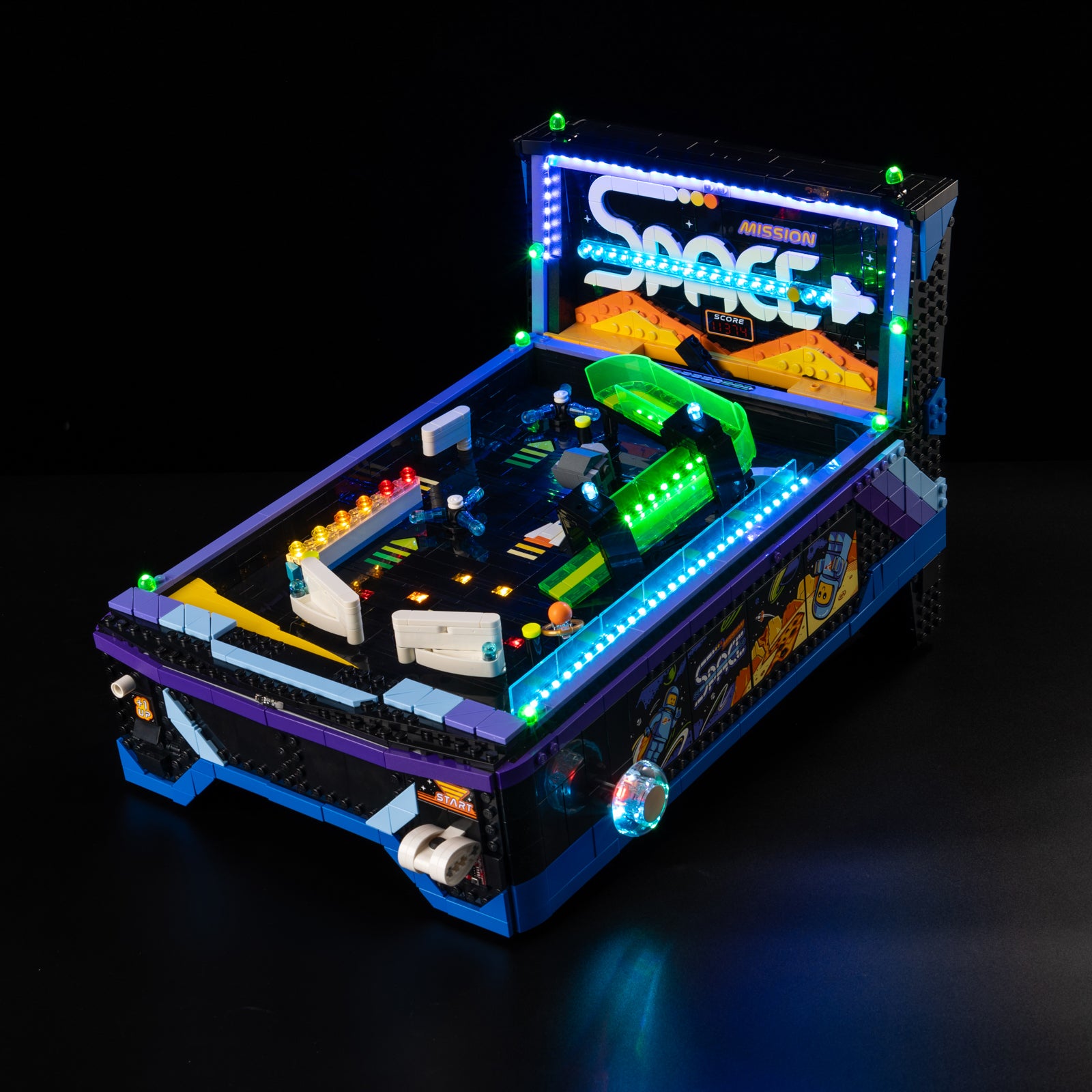 Arcade Pinball Machine 11374 - lit with full glow, hero view