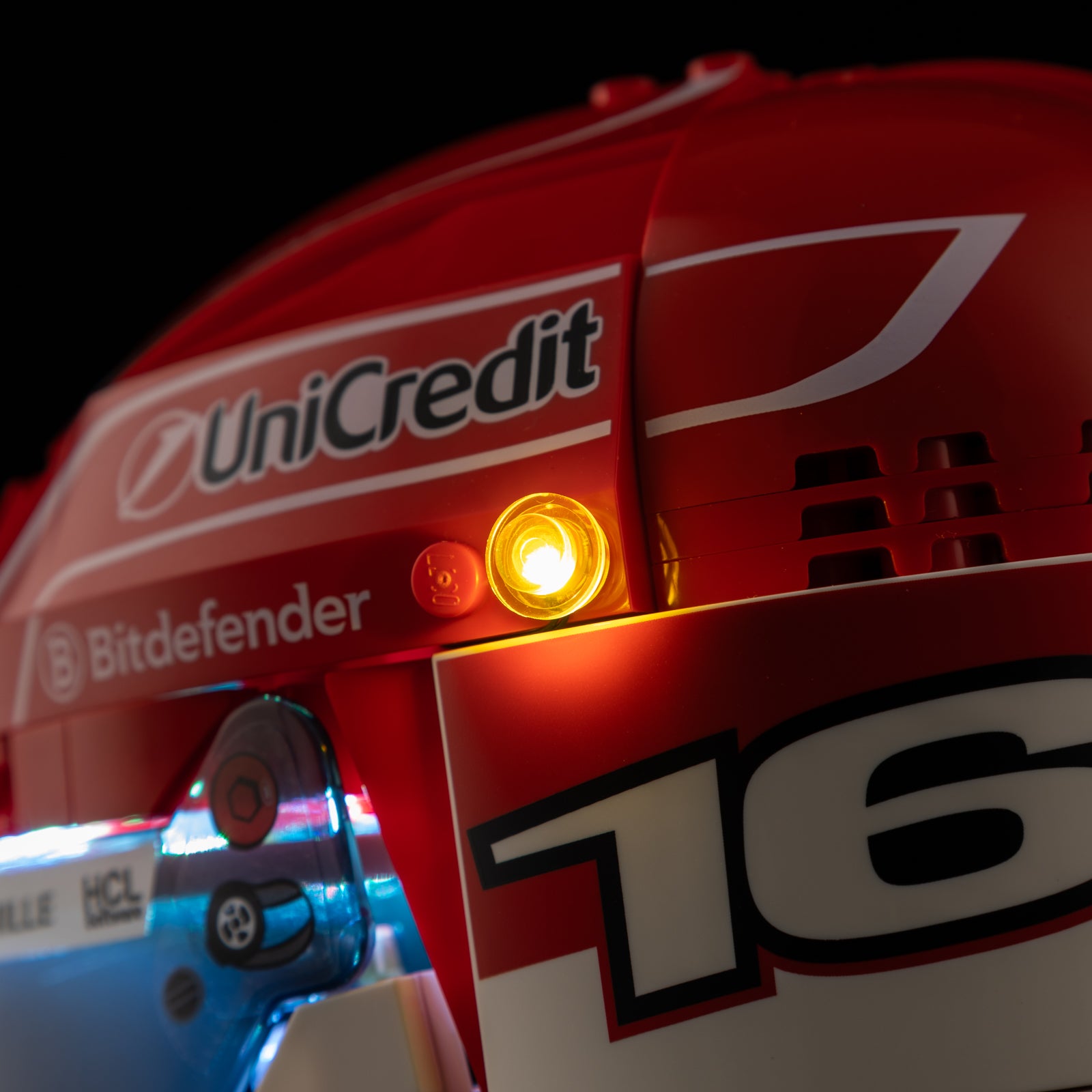 Charles Leclerc Helmet 43014 - close-up of small accent LED