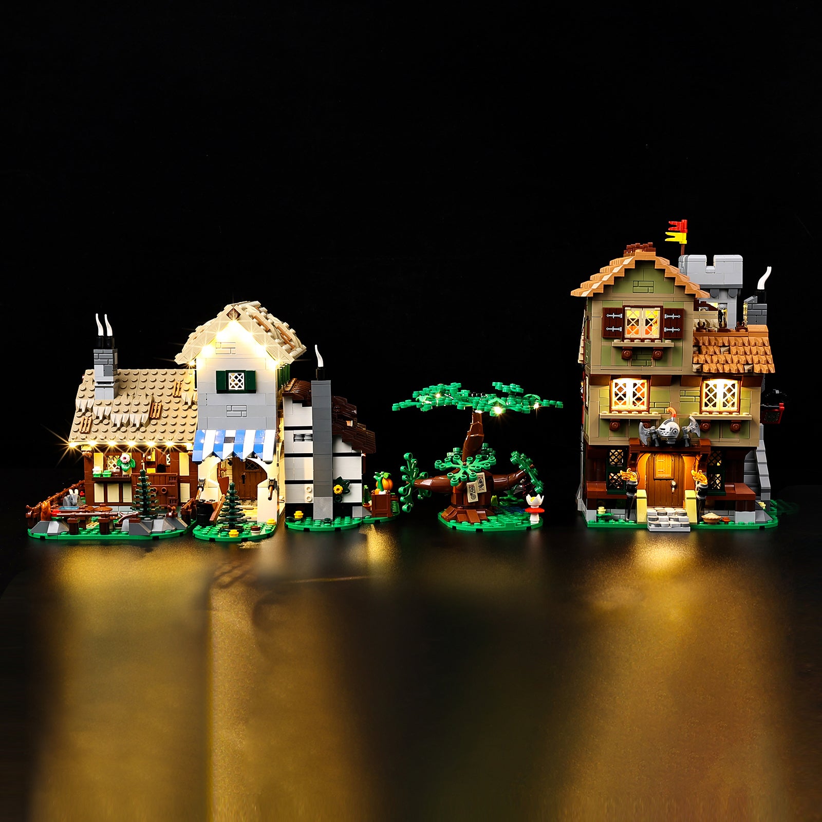 Kyglaring Light Kit for LEGO Medieval Town Square 10332 - front view LED lights
