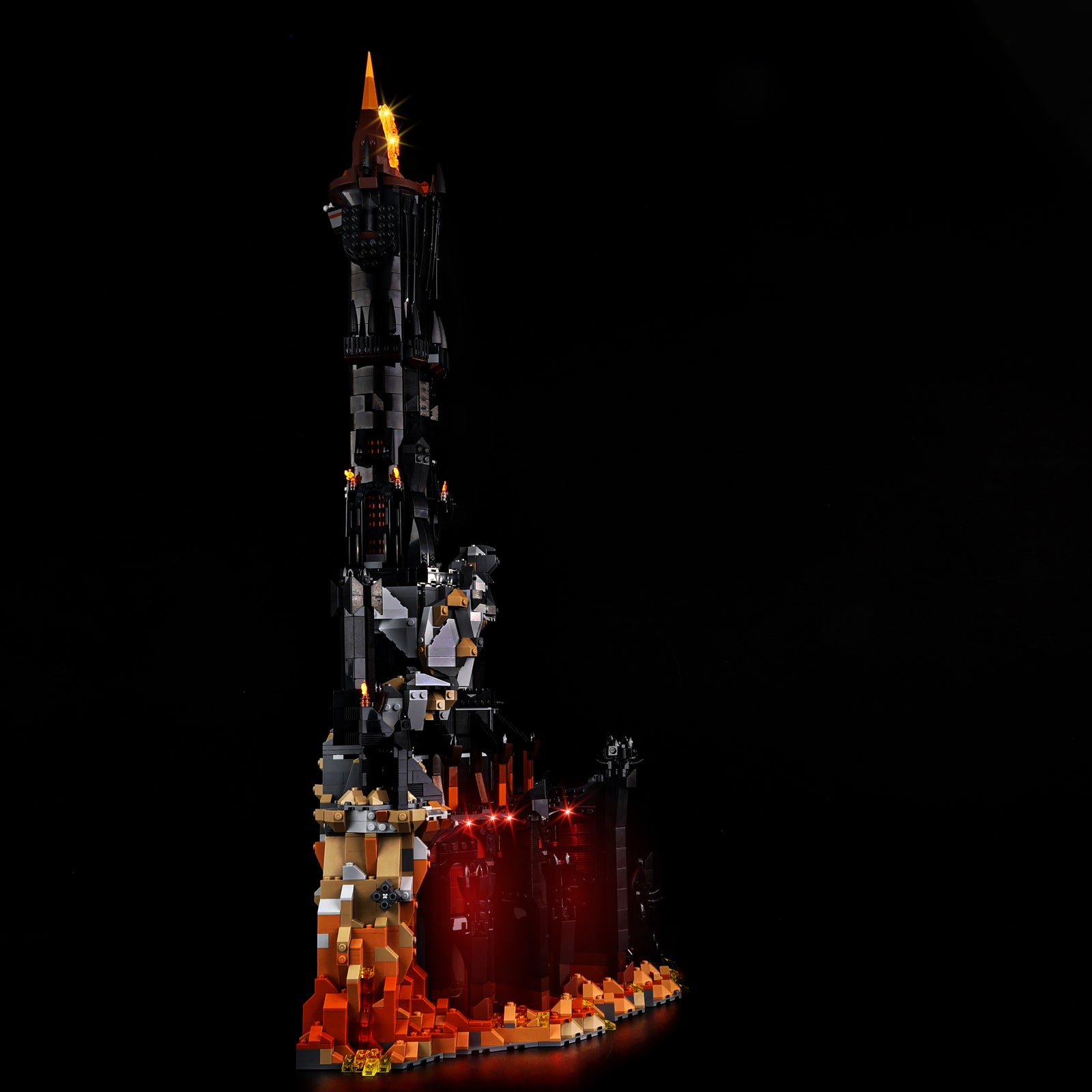 Kyglaring LED lighting for LEGO Barad-dur 10333 - top-down glow effect