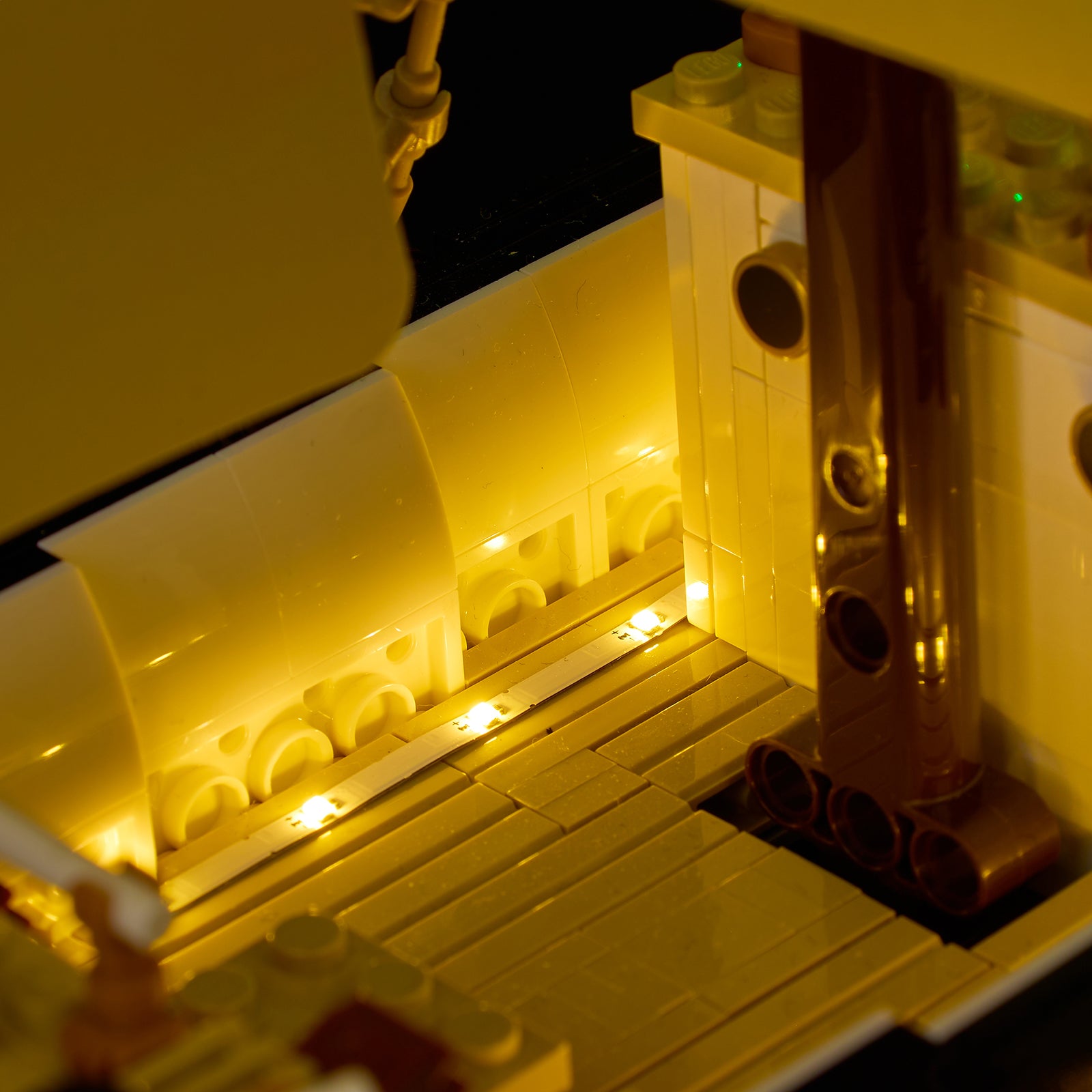 Close-up LED installation on LEGO The Endurance 10335