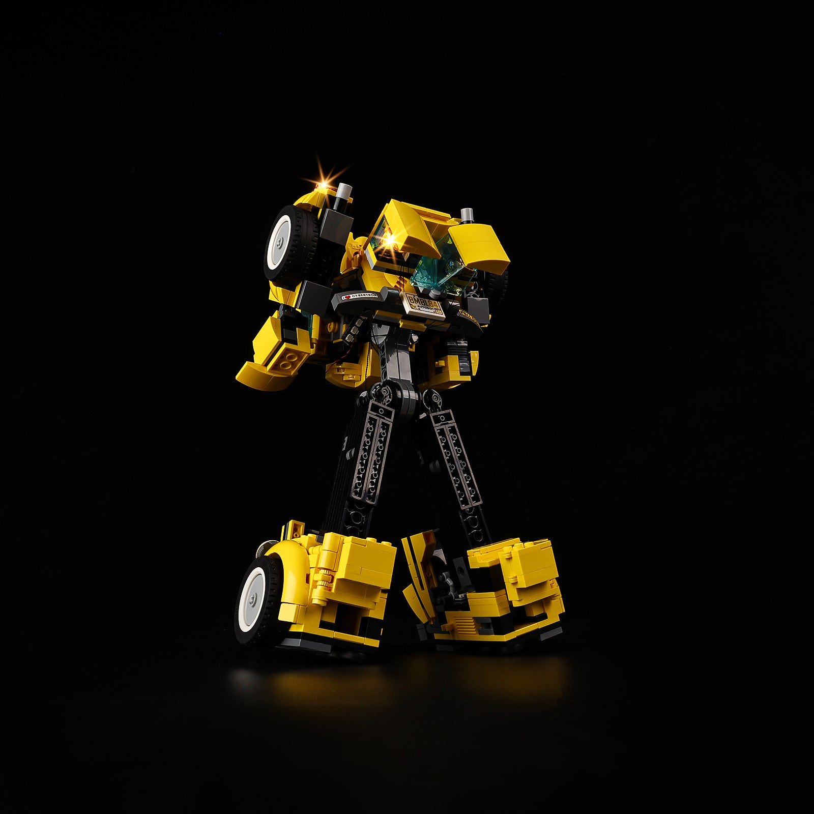 Close-up LED installation on LEGO Bumblebee 10338