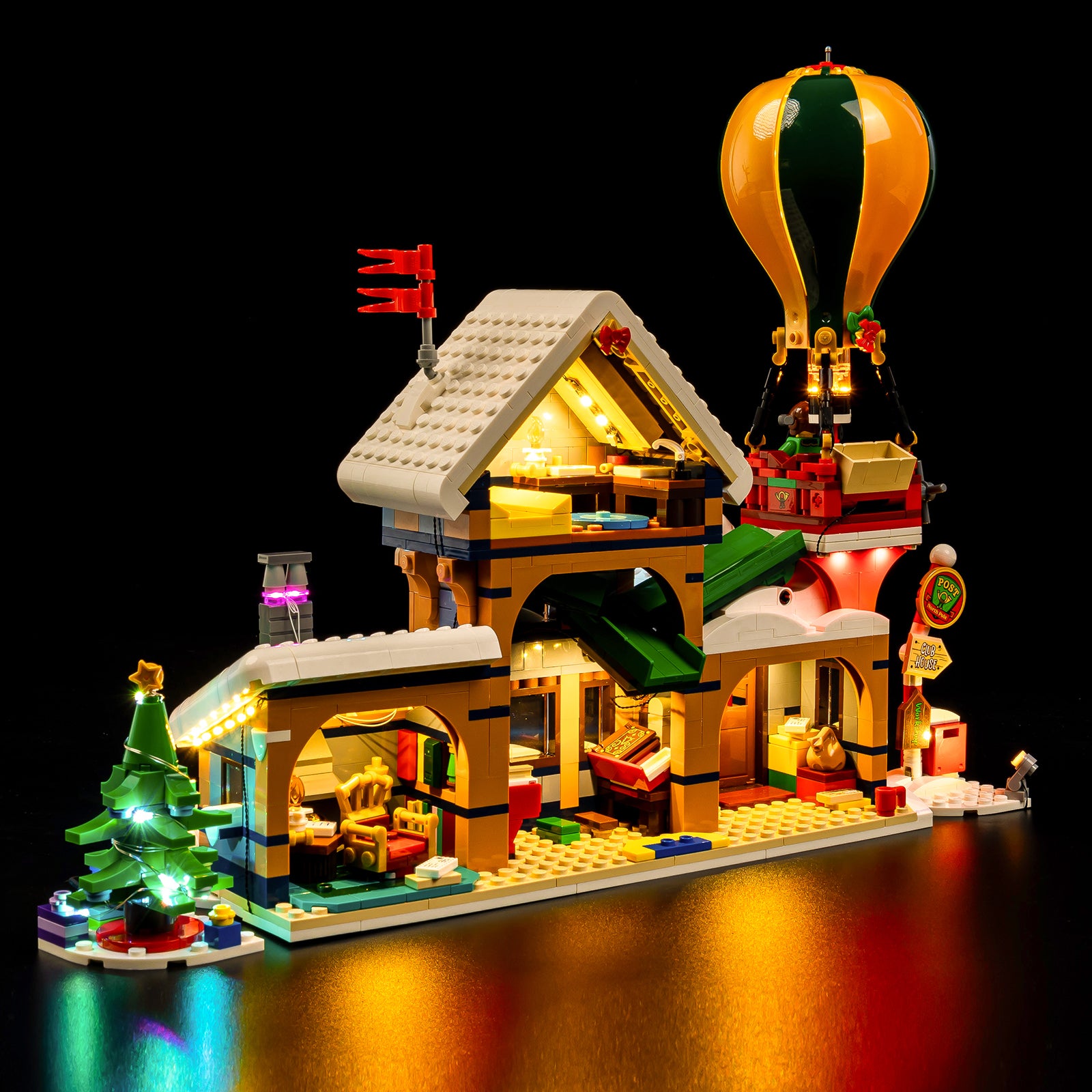 Kyglaring LED lighting for LEGO Santa's Workshop 10339 - top-down glow effect