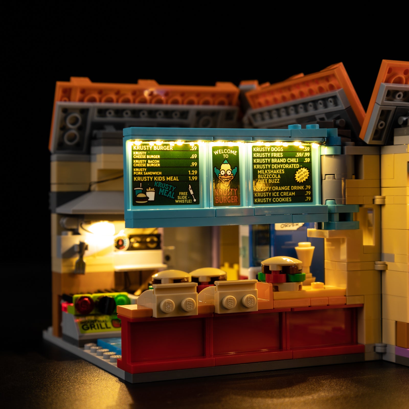 Kyglaring Light Kit for LEGO The Simpsons: Krusty Burger 10352 - Detail View (LED close-up)