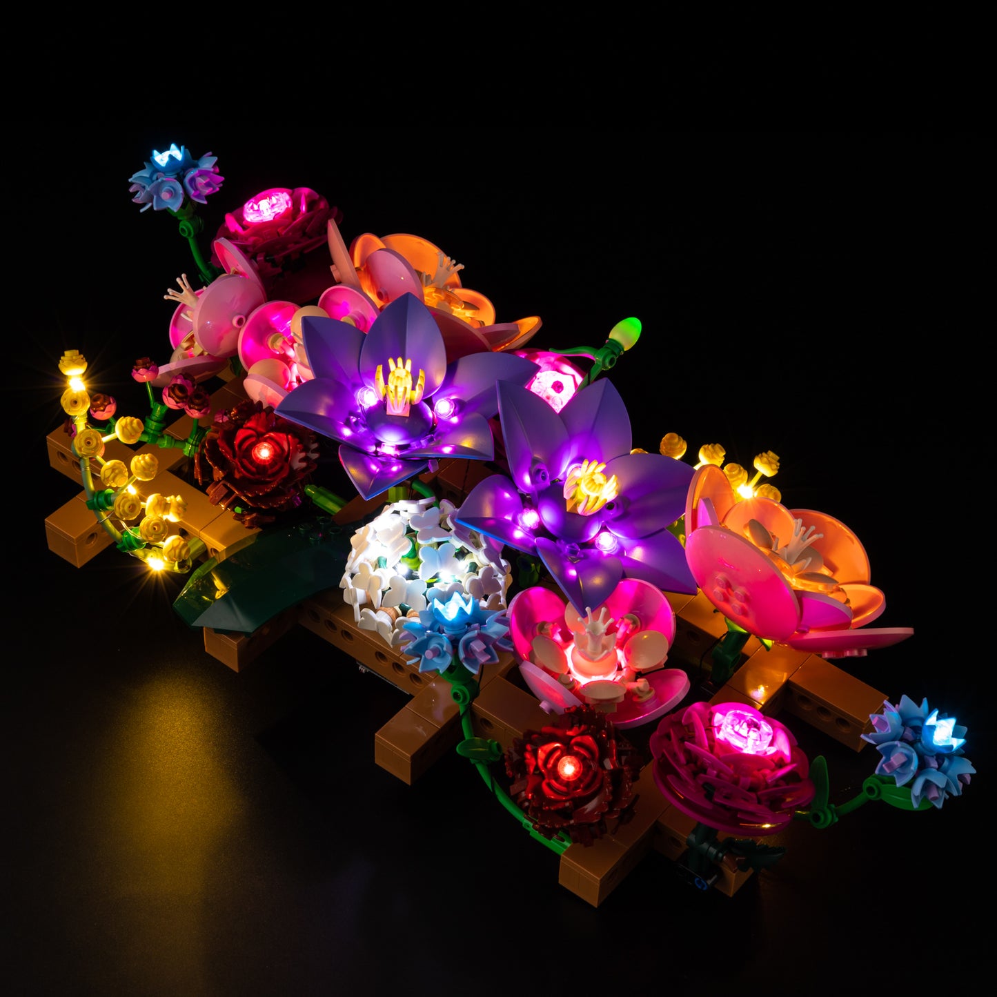 Top view of the Flower Wall with lights set