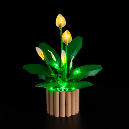 Front view of the assembled Peace Lily LEGO lighting