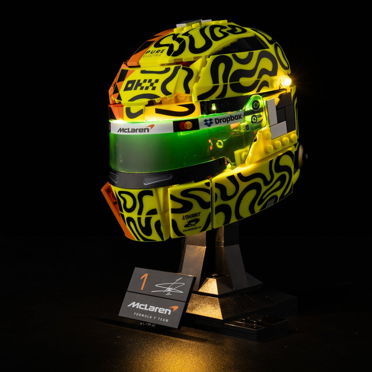 Light Kit For LEGO Lando Norris Helmet 43023 - 2-on-yellow-green