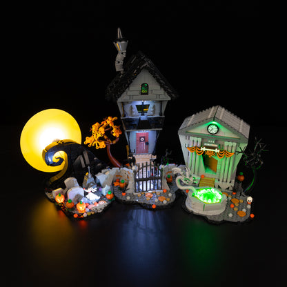 Top view of the Disney Tim Burton's The Nightmare Before Christmas with lights set