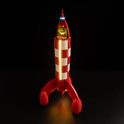 Top view of the Tintin® Moon Rocket with lights set