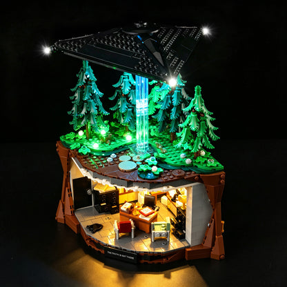 Top view of the The X-Files with lights set
