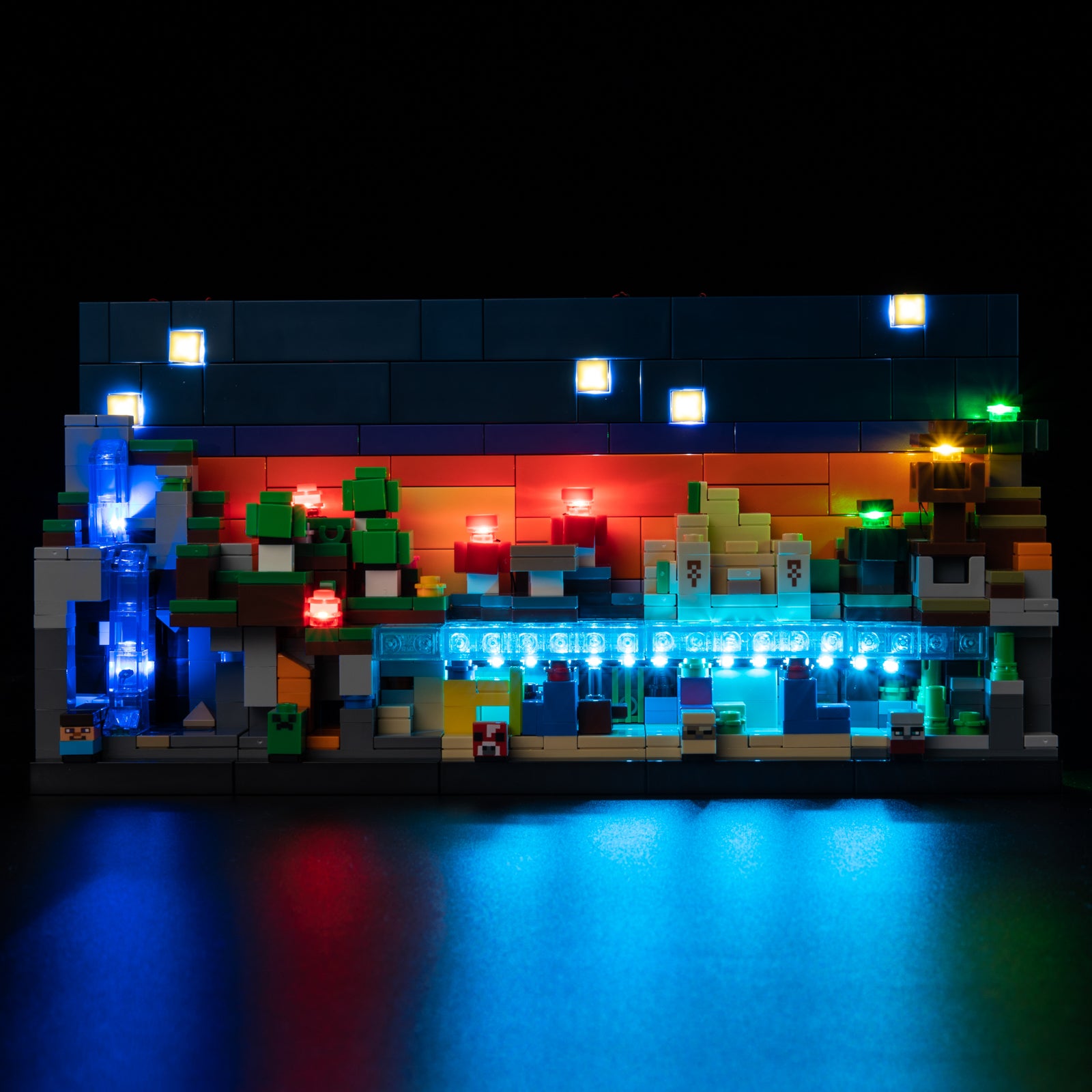 Front view of the assembled LEGO lightingMini_Biomes 