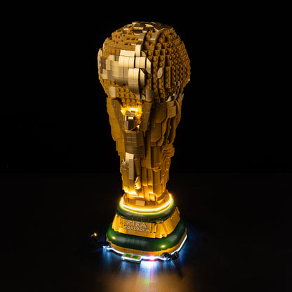 Top view of the FIFA World Cup™ Official Trophy with lights set