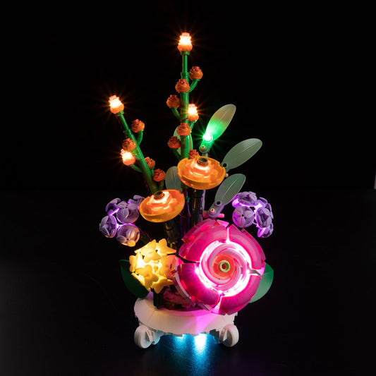 Light Kit For LEGO Mixed Flowerpot 40762 - 40762-Mixed-Flowerpot-1-on (lights on)