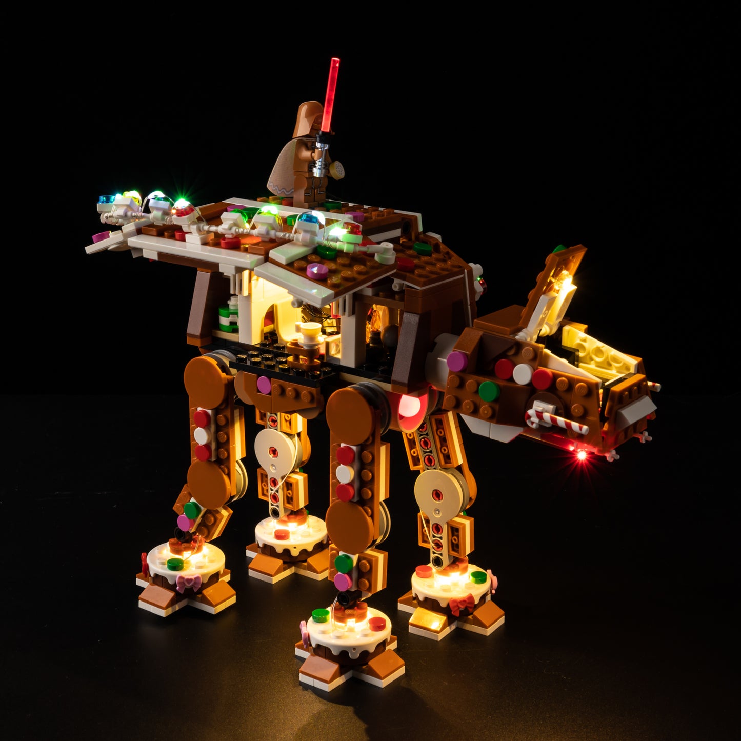 Top view of the Gingerbread AT-AT™ Walker with lights set