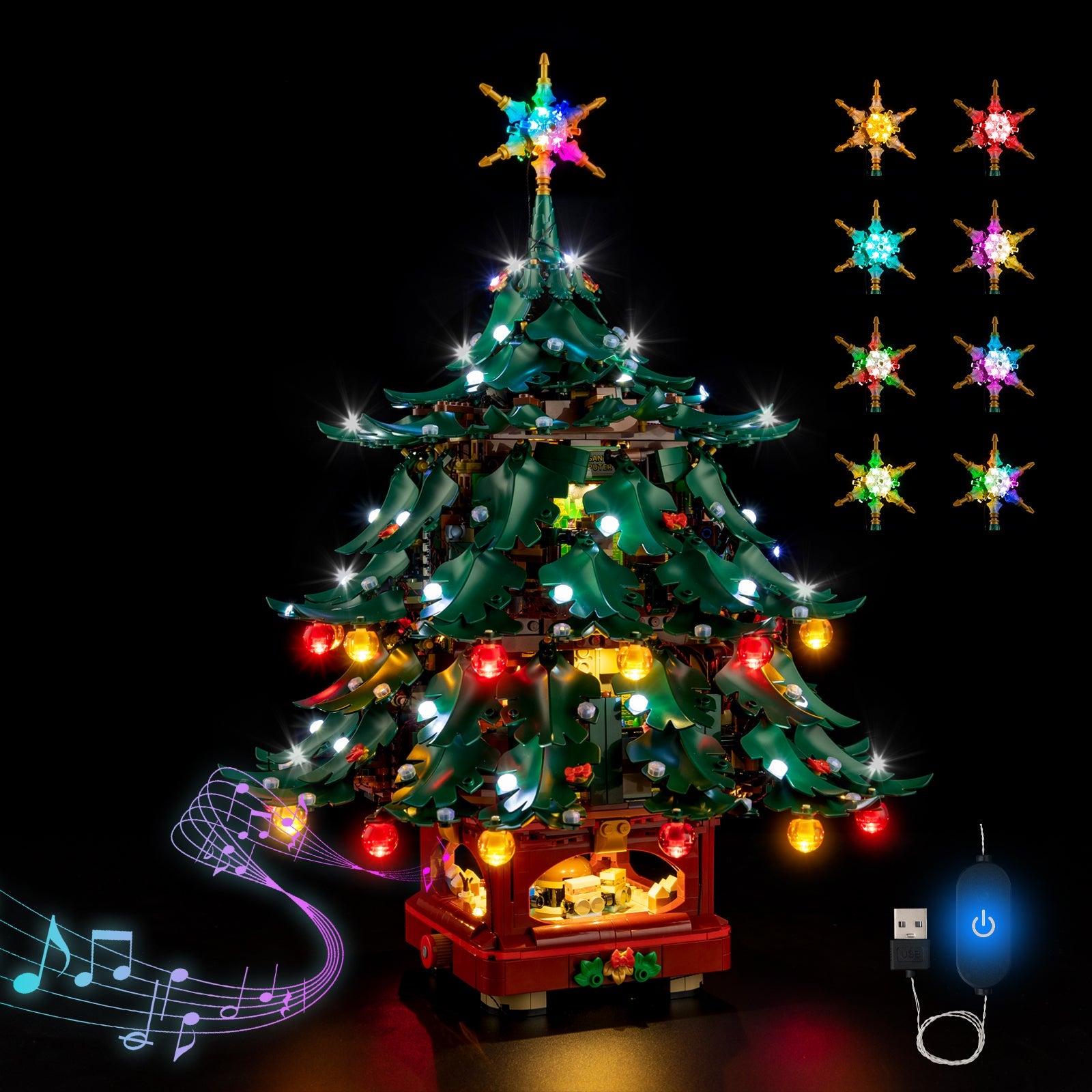 Light Kit For LEGO Family Christmas Tree 41843 - 41843-Family-Christmas-Tree-1-on-Sound