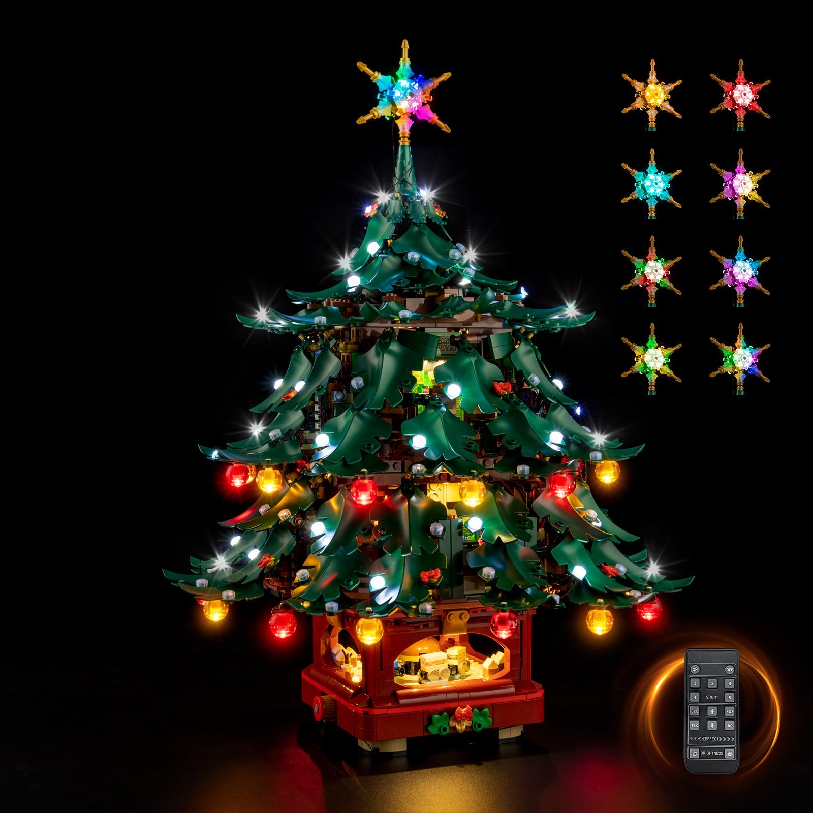 Light Kit For LEGO Family Christmas Tree 41843 - 41843-Family-Christmas-Tree-1-on-rc5 (lights on)