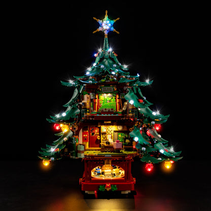 Light Kit For LEGO Family Christmas Tree 41843 - 41843-Family-Christmas-Tree-2-on