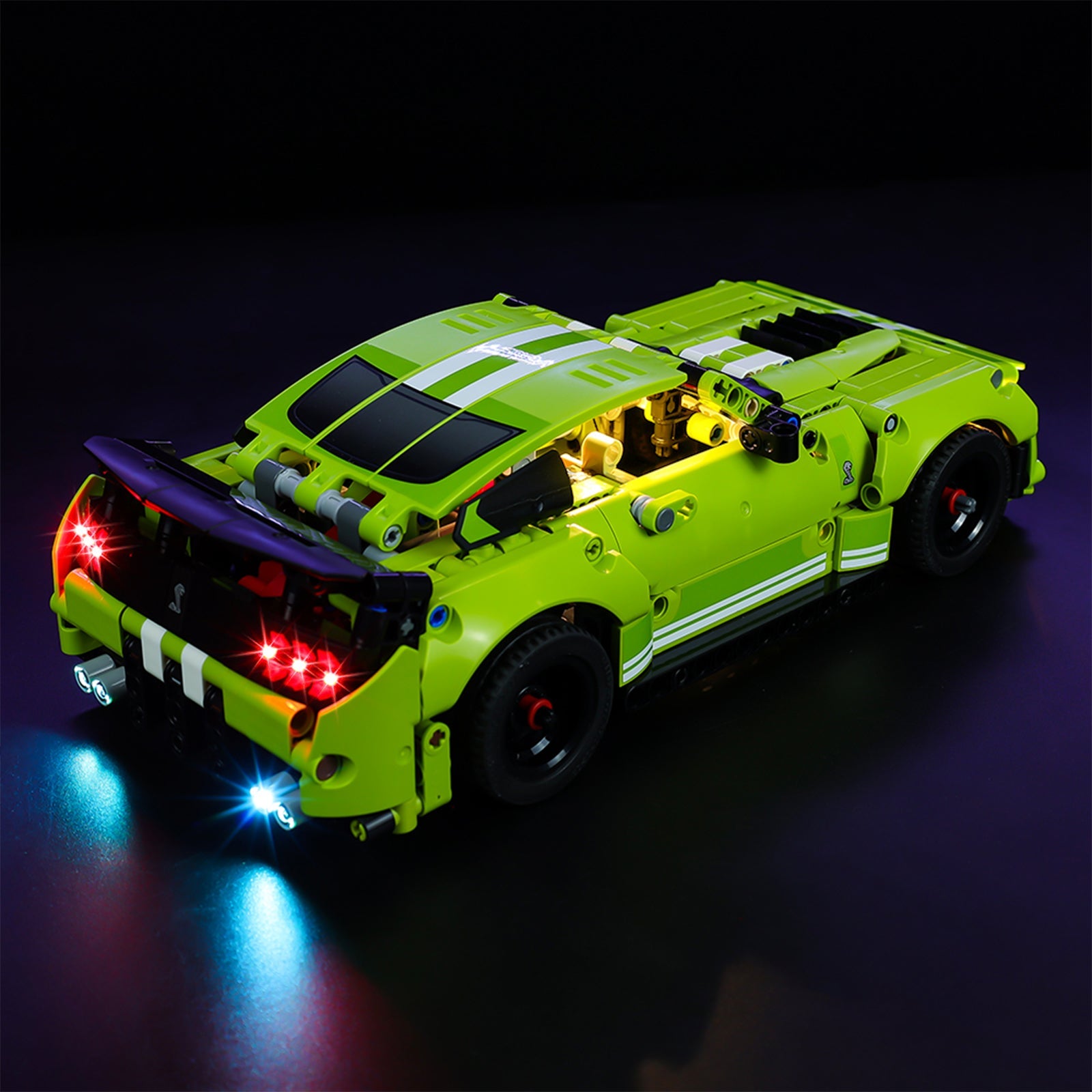 Light Kit For LEGO Ford Mustang Shelby GT500 42138 - 42138-Ford-Mustang-Shelby-GT500-1-on (lights on)