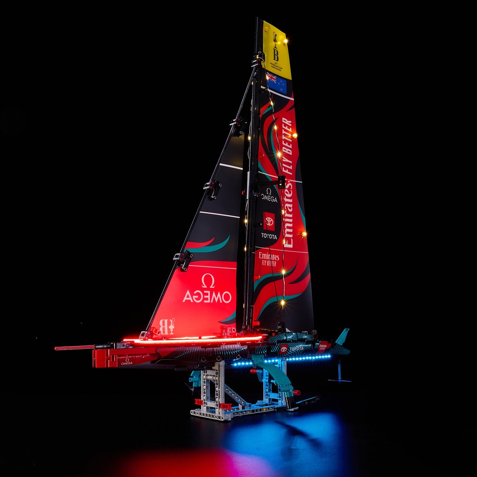Light Kit For LEGO Emirates Team New Zealand AC75 Racing Yacht 42174 - 42174-Emirates-Team-New-Zealand-AC75-Racing-Yacht-1-on (lights on)