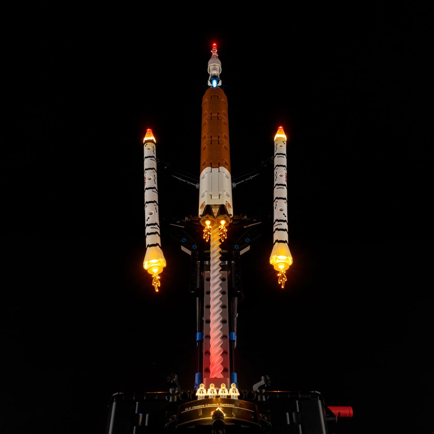 Light Kit for LEGO NASA Artemis Space Launch System Rocket 42221 - core stage detail with warm base illumination