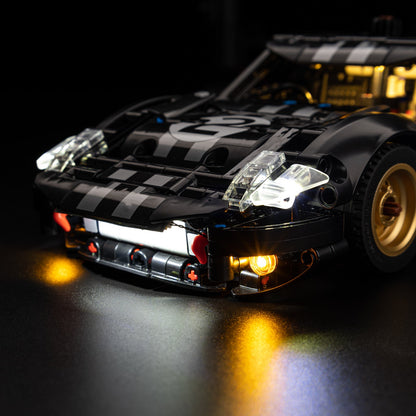 Light Kit for LEGO 1966 Ford GT40 MKII Race Car 42223 - detail shot of engine bay with blue LED illumination
