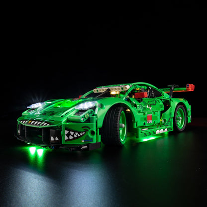 Light Kit for LEGO Porsche 911 GT3 R REXY AO Racing Car 42224 - rear view with full-width red LED taillight bar