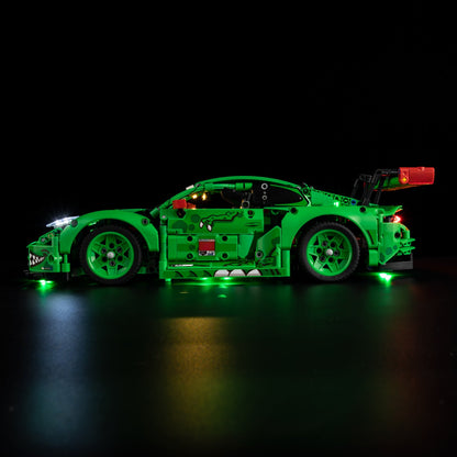 Light Kit for LEGO Porsche 911 GT3 R REXY AO Racing Car 42224 - interior cockpit with GT3R dashboard and warm lighting