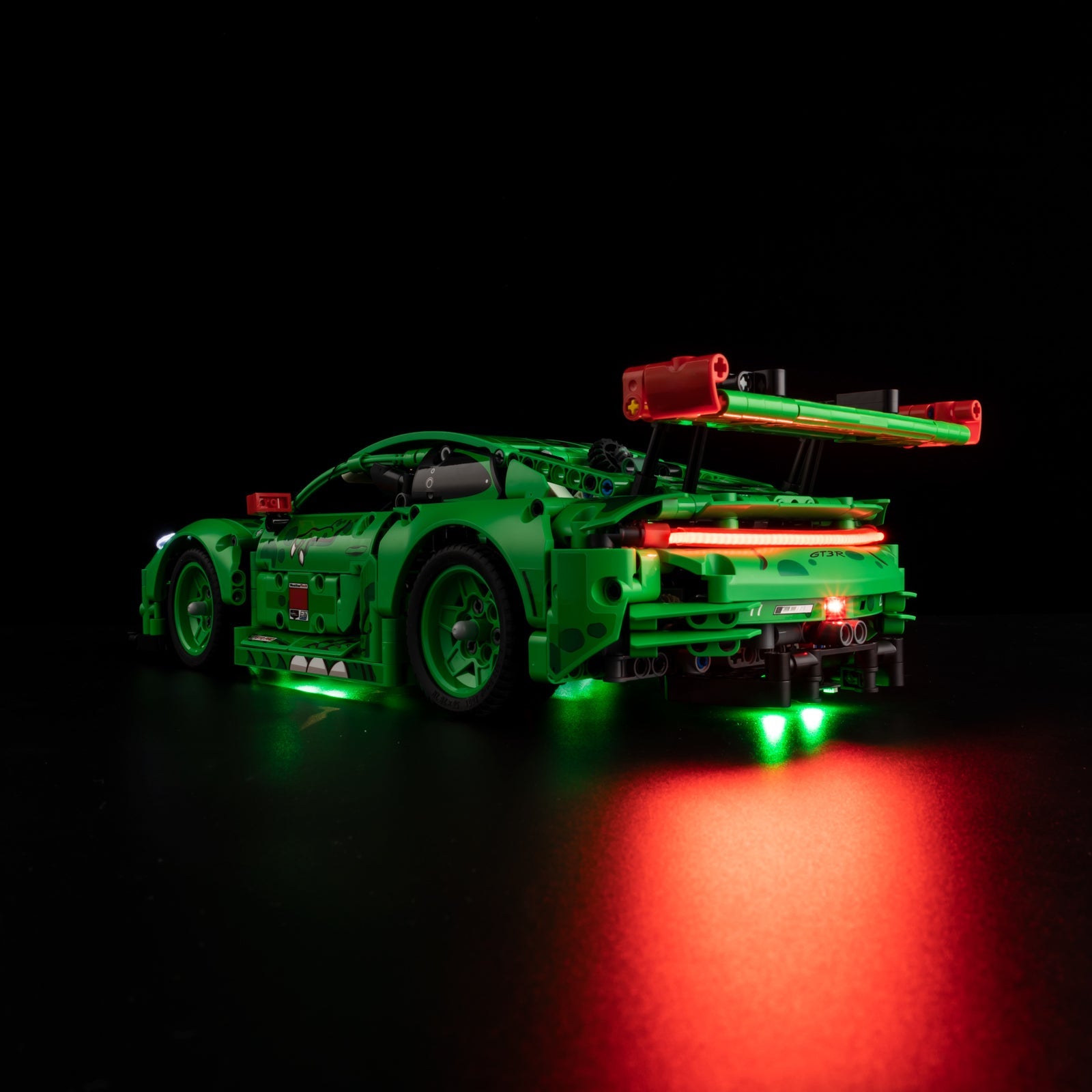 Light Kit for LEGO Porsche 911 GT3 R REXY AO Racing Car 42224 - front close-up with shark teeth and bright headlights