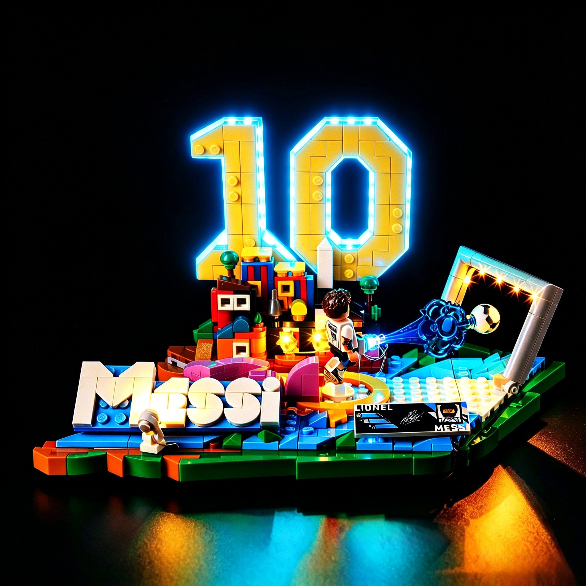 Top view of the Lionel Messi – Soccer Highlights with lights set