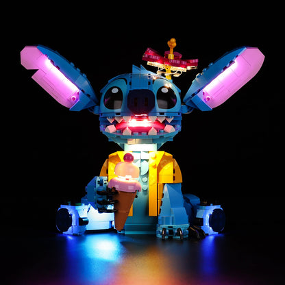 Light Kit For LEGO Stitch 43249 - 43249-Stitch-1-on (lights on)