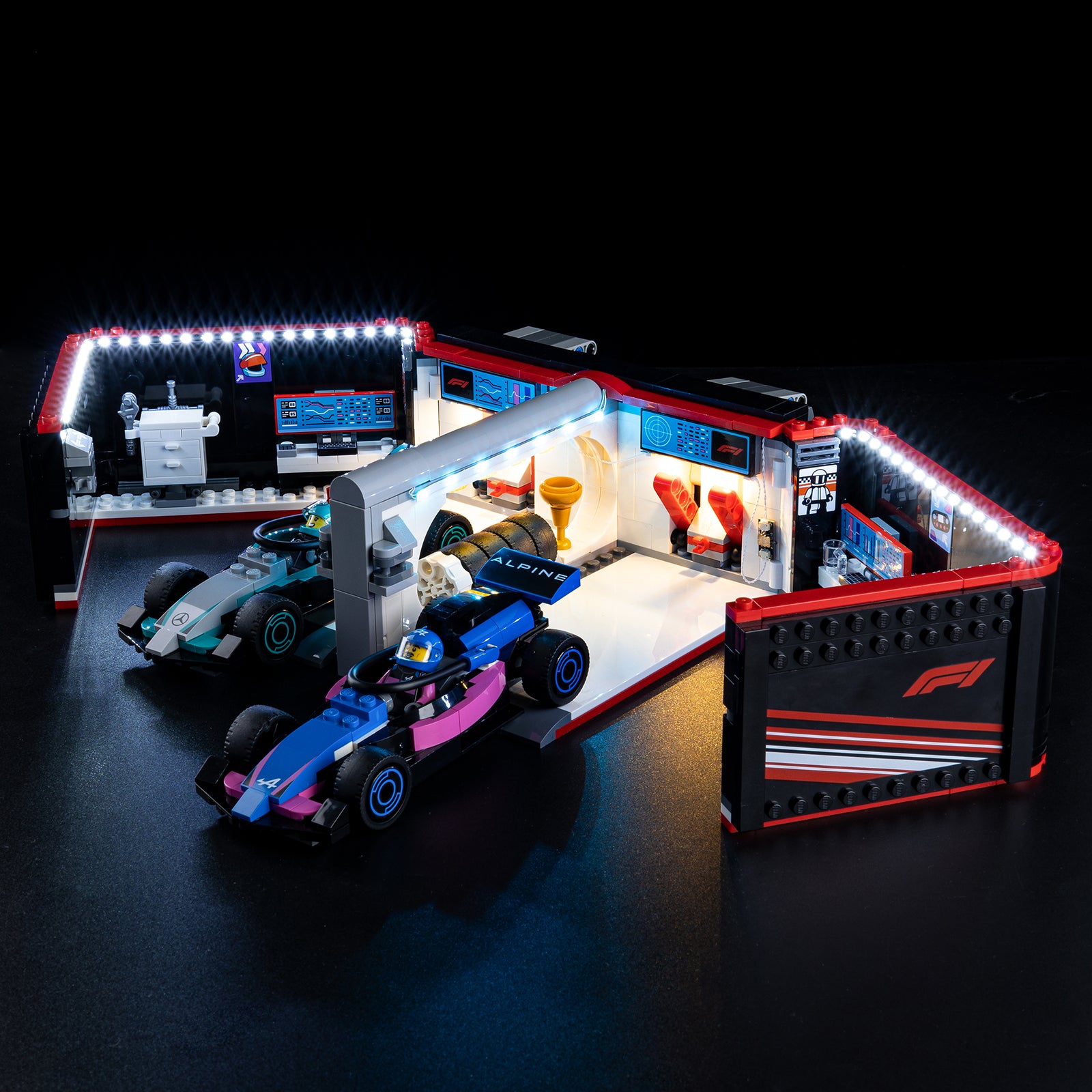 60444 F1 Garage and Mercedes AMG and Alpine Cars 1 on