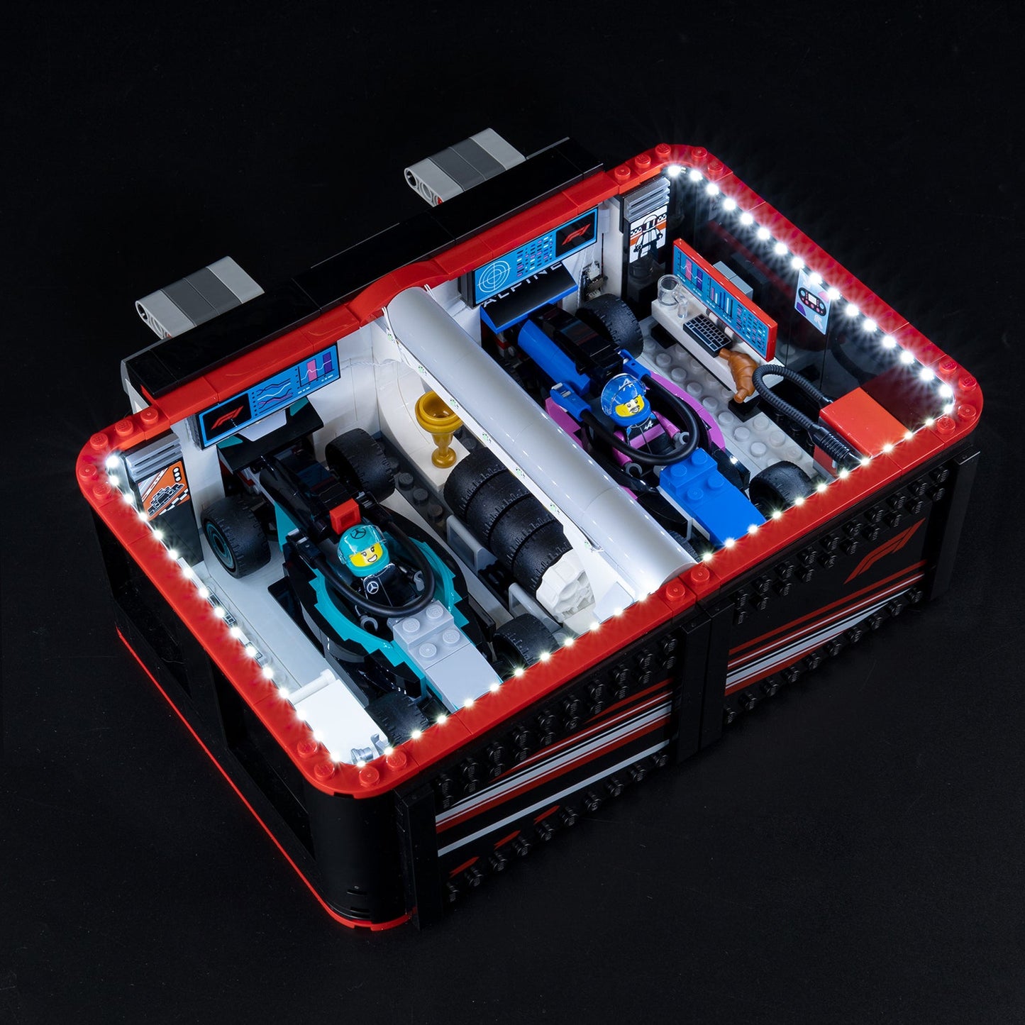 Light Kit For LEGO F1 Garage and Mercedes AMG and Alpine Cars 60444 - 60444-F1-Garage-and-Mercedes-AMG-and-Alpine-Cars-2-on