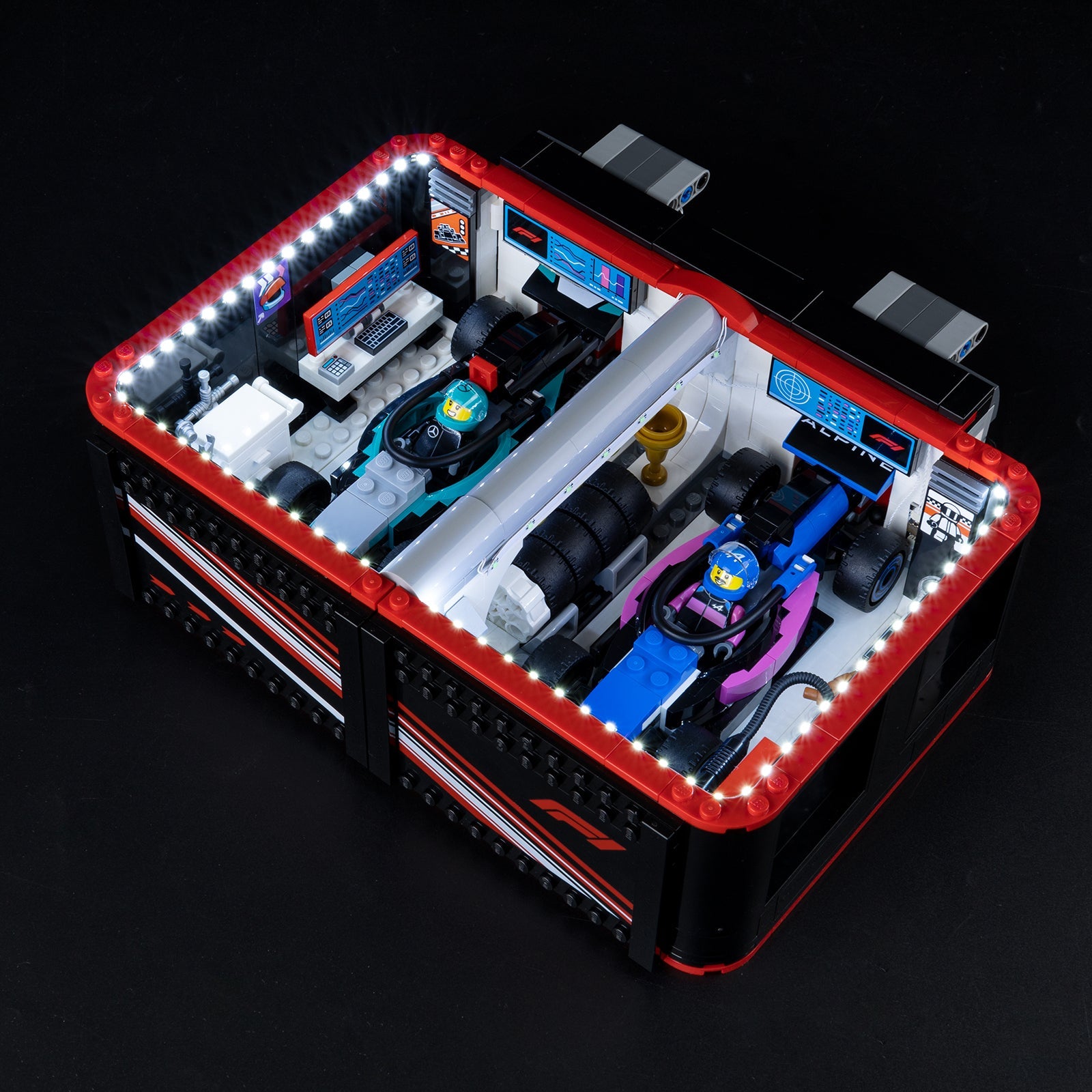 Light Kit For LEGO F1 Garage and Mercedes AMG and Alpine Cars 60444 - 60444-F1-Garage-and-Mercedes-AMG-and-Alpine-Cars-3-on