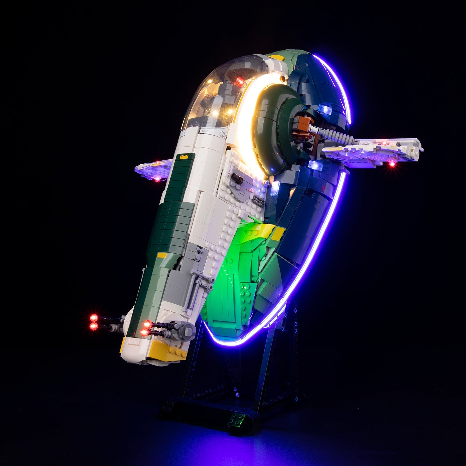 Light Kit For LEGO Jango Fetts Firespray Class Starship 75409 - 75409-UCS-Slave-I-UCS-Slave-I-UCS-Slave-I-UCS-Slave-I-UCS-Slave-I-1-on (lights on)
