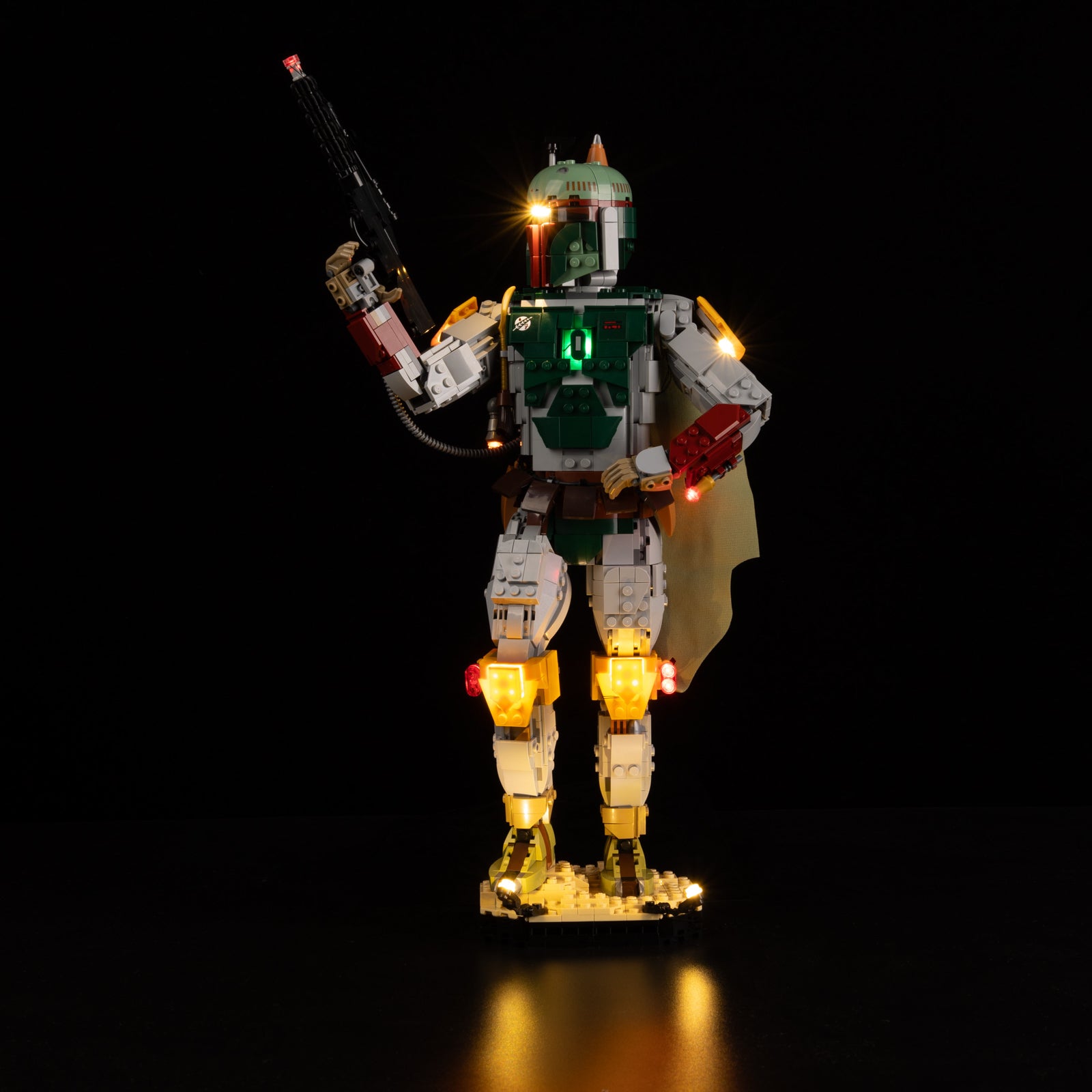 Front view of the assembled Boba Fett LEGO lighting