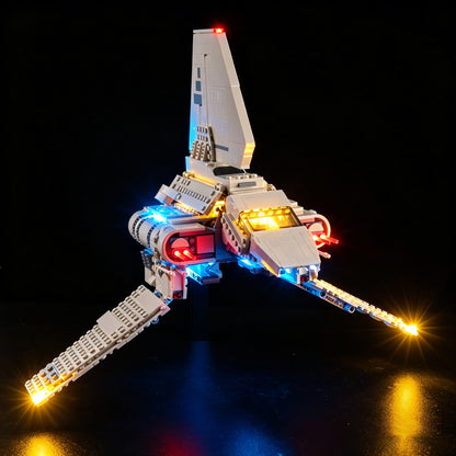 Front view of the assembled Imperial_Lambda-Class_Shuttle LEGO lighting