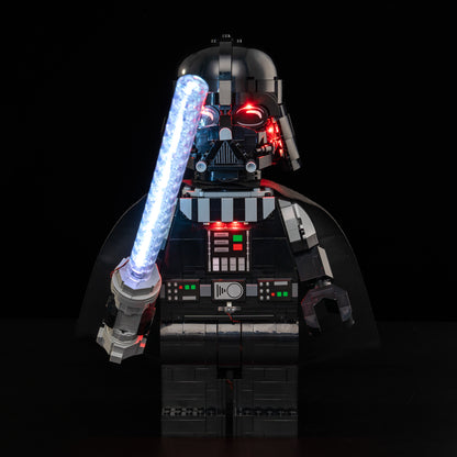 Front view of the assembled Up-Scaled Darth Vader™ Minifigure LEGO lighting