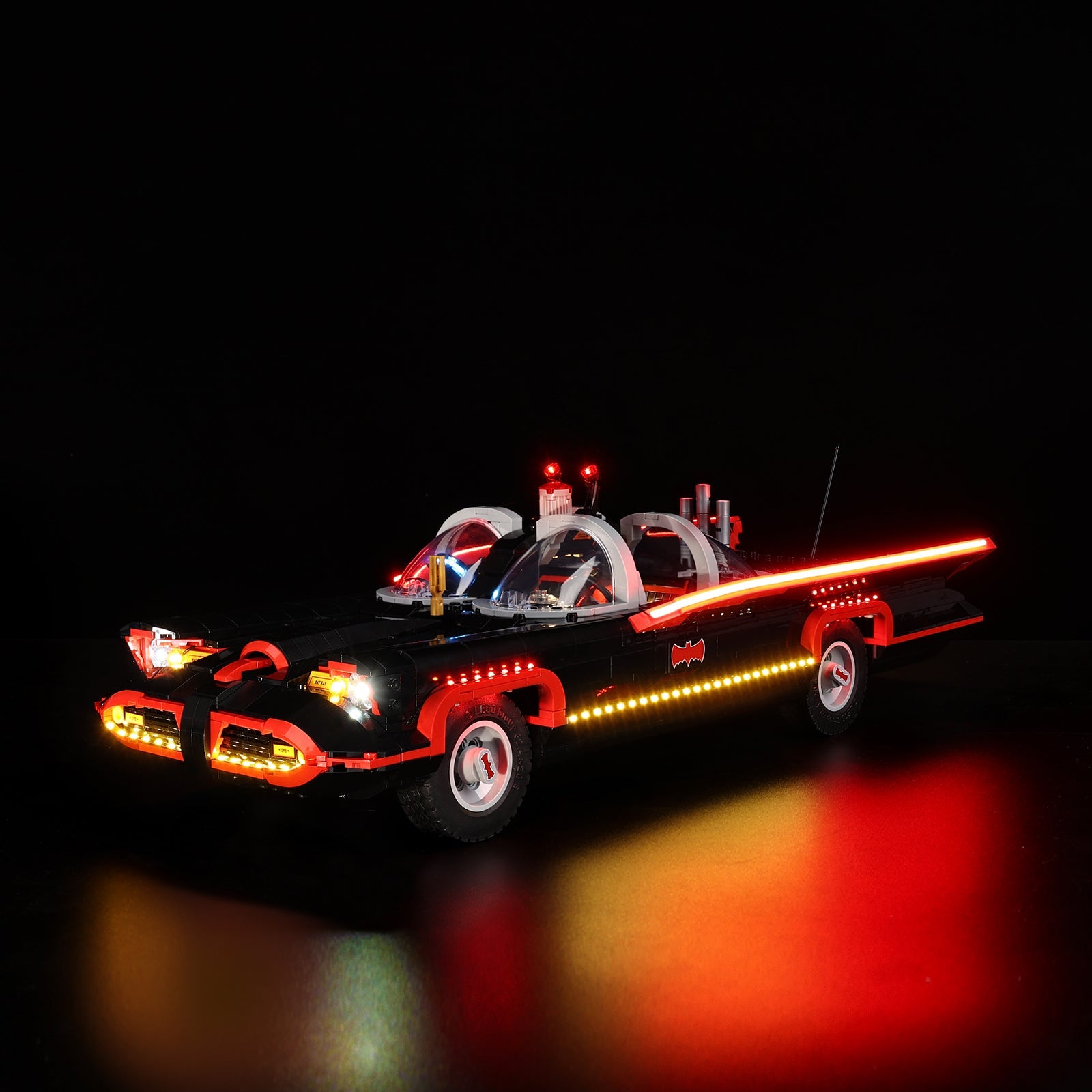 Light Kit For LEGO Batman: The Classic TV Series Batmobile 76328 - 76328-Batman The Classic TV Series Batmobile-1-on (lights on)