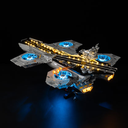 Top view of the S.H.I.E.L.D._Helicarrier with lights set