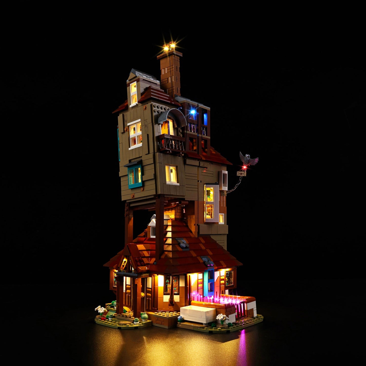 Light Kit For LEGO The Burrow – Collectors' Edition 76437 - 76437-The Burrow Collectors' Edition-1-on (lights on)