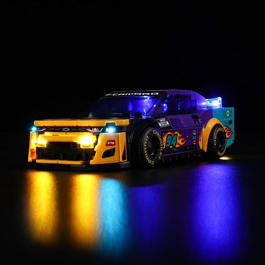 Light Kit For LEGO NASCAR Next Gen Chevrolet Camaro ZL1 76935 - 76935-Speed-Champions-Set-Speed-Champions-Set-Speed-Champions-Set-Speed-Champions-Set-Speed-Champions-Set-Speed-Champions-Set-Speed-Champions-Set-1-on (lights on)