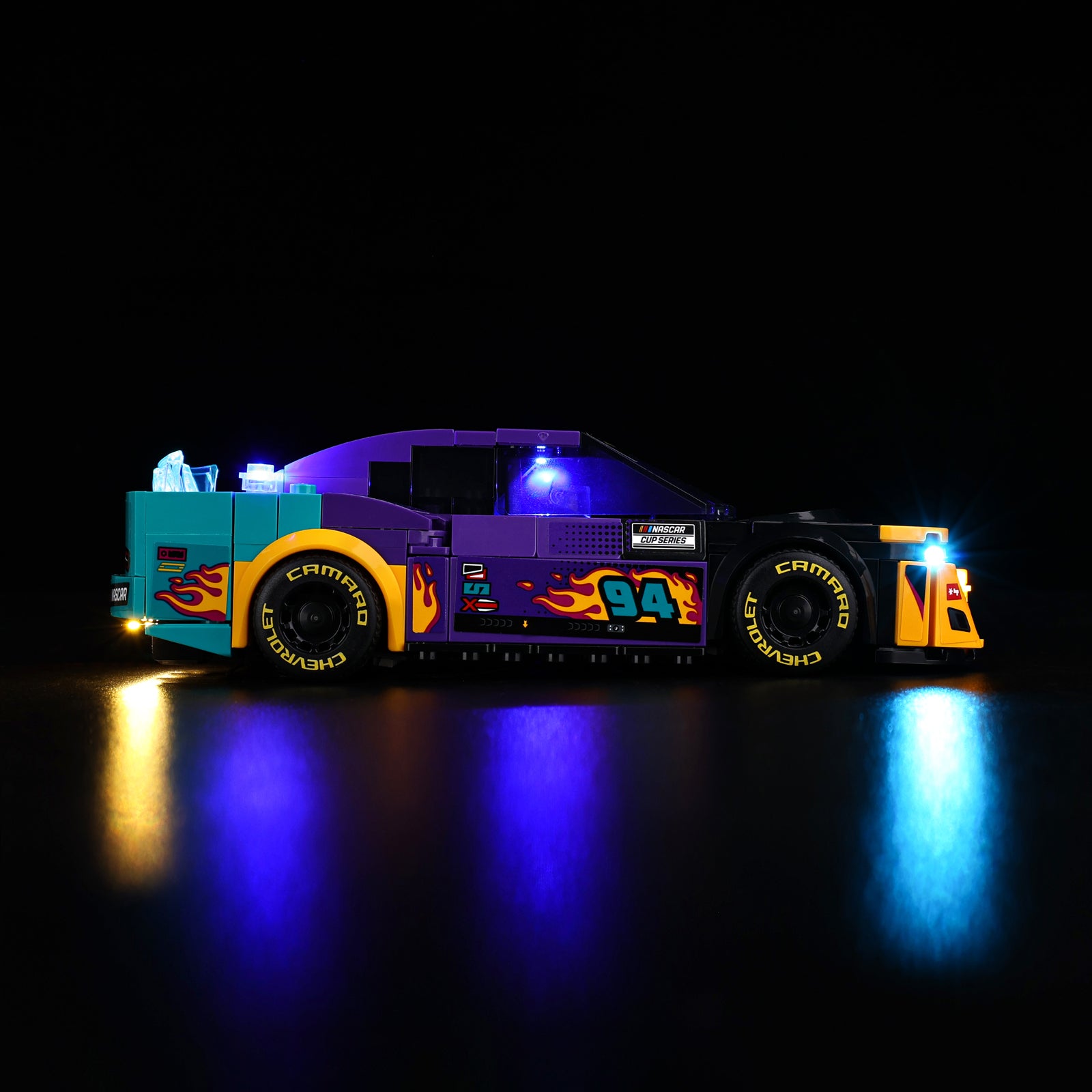 NASCAR Next Gen Chevrolet Camaro ZL1 76935 - second side angle, illuminated