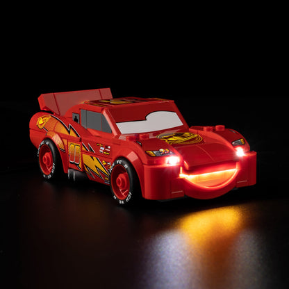 Light Kit for LEGO Lightning McQueen 77255 - front close-up with grin glow and number 95 badge
