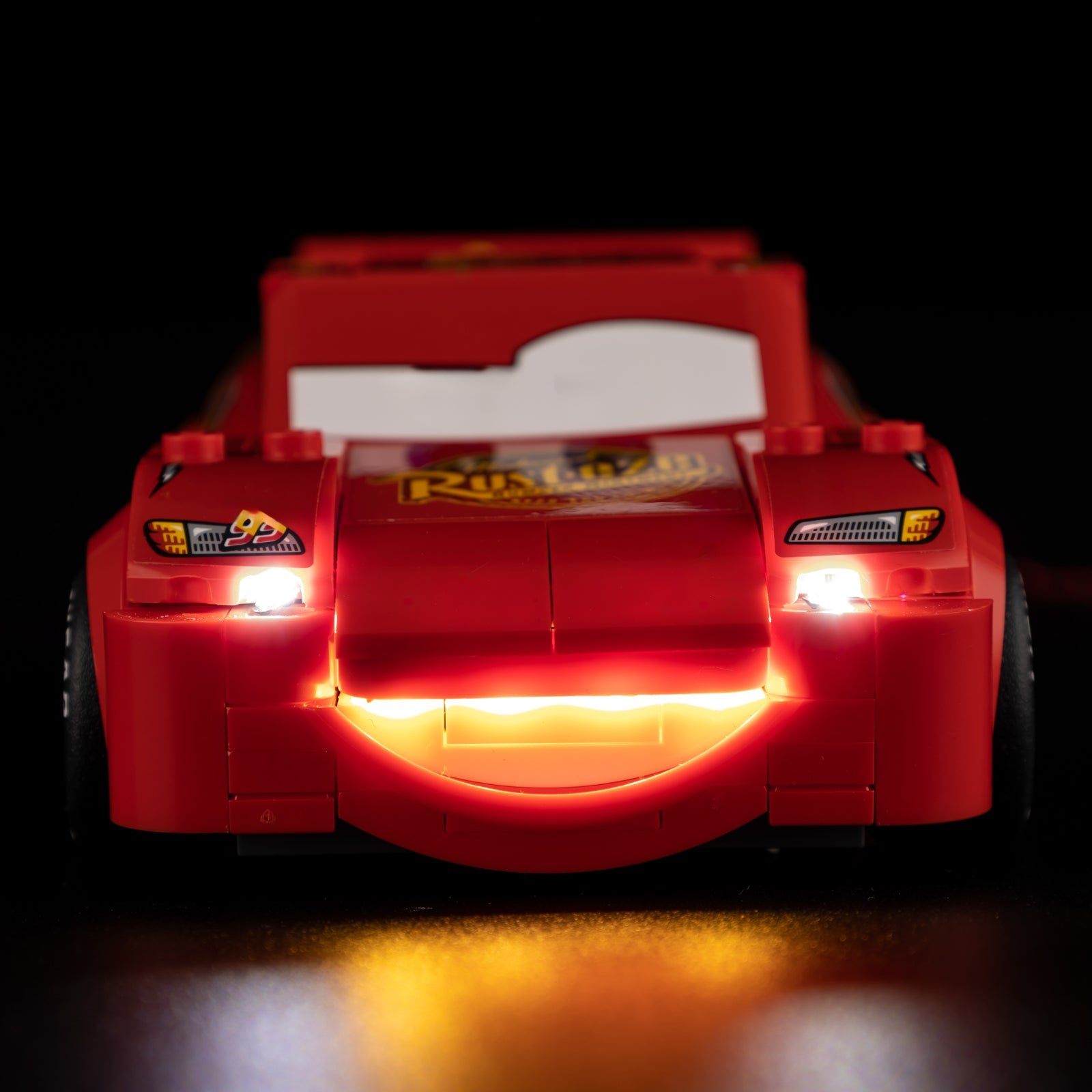 Light Kit for LEGO Lightning McQueen 77255 - rear spoiler detail with red glow effect