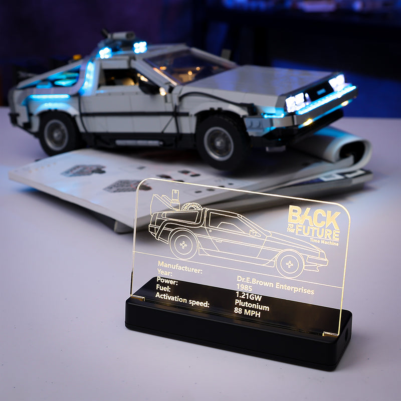 LED Light Acrylic Nameplate for Back to the Future Time Machine