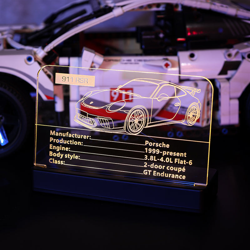 LED Light Acrylic Nameplate for Porsche 911 RSR