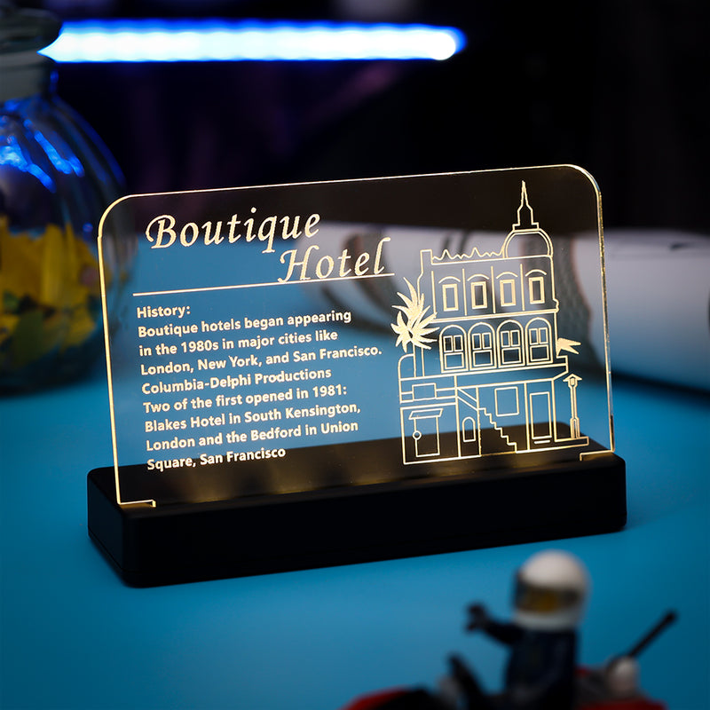 LED Light Acrylic Nameplate for Boutique Hotel